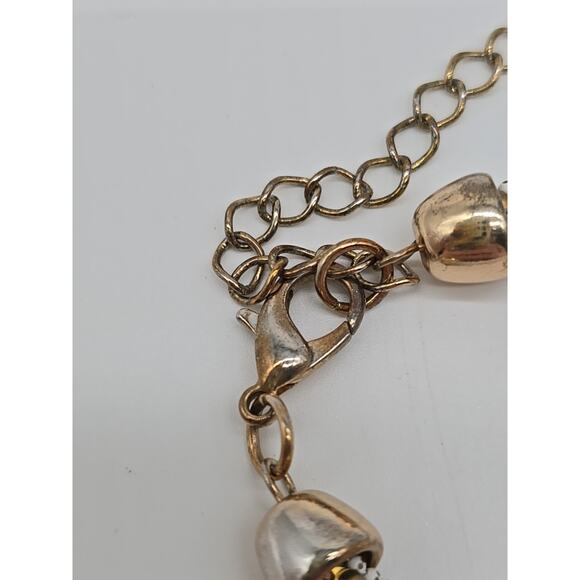 Vintage Petite White & Brass Metal Ball Knotted Tassel Multi Chain 26" Necklace - Picture 14 of 16